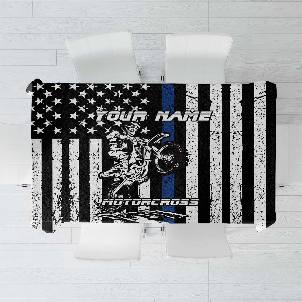 Personalized Motocross Rider Tablecloth with Splash Pattern and Dirt Bike Jump Illustration - Wonder Print Shop