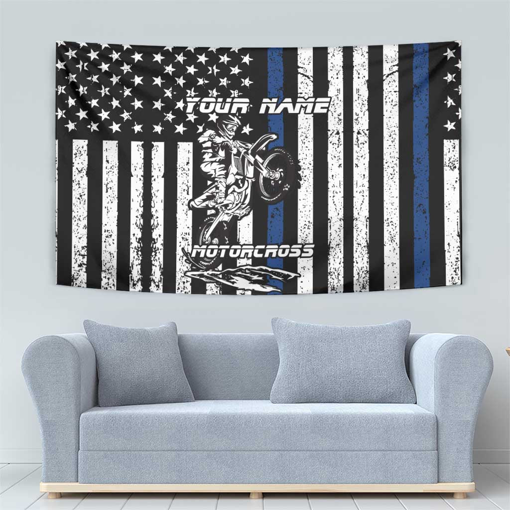 Personalized Motocross Rider Tapestry with Splash Pattern and Dirt Bike Jump Illustration - Wonder Print Shop