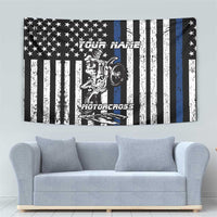 Personalized Motocross Rider Tapestry with Splash Pattern and Dirt Bike Jump Illustration - Wonder Print Shop
