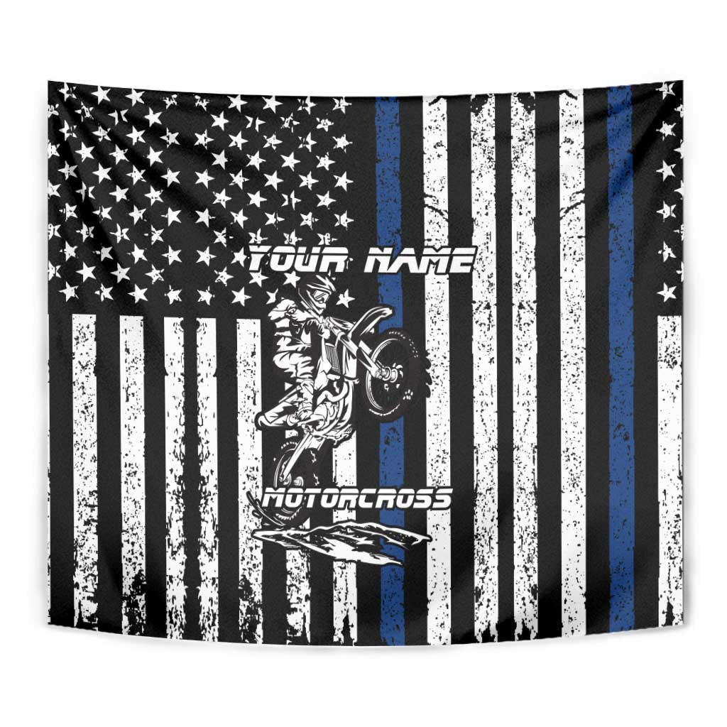 Personalized Motocross Rider Tapestry with Splash Pattern and Dirt Bike Jump Illustration - Wonder Print Shop