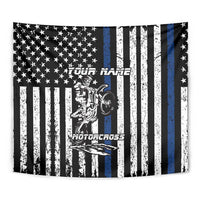 Personalized Motocross Rider Tapestry with Splash Pattern and Dirt Bike Jump Illustration - Wonder Print Shop