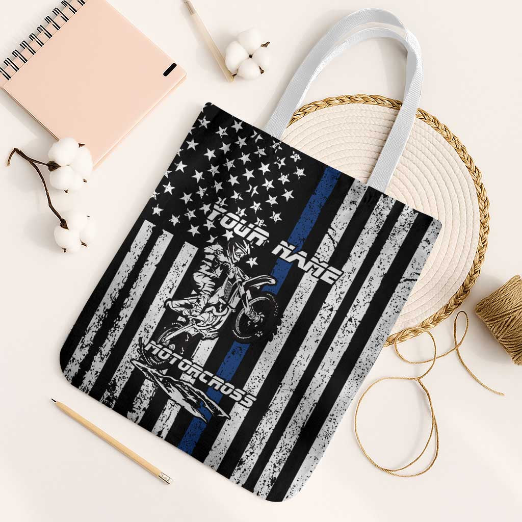 Personalized Motocross Rider Tote Bag with Splash Pattern and Dirt Bike Jump Illustration - Wonder Print Shop
