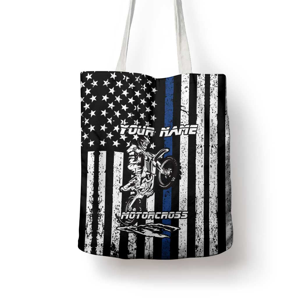 Personalized Motocross Rider Tote Bag with Splash Pattern and Dirt Bike Jump Illustration - Wonder Print Shop