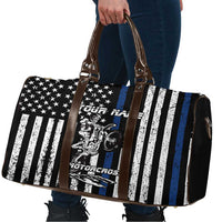 Personalized Motocross Rider Travel Bag with Splash Pattern and Dirt Bike Jump Illustration - Wonder Print Shop
