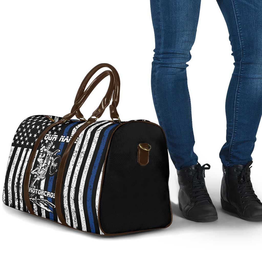 Personalized Motocross Rider Travel Bag with Splash Pattern and Dirt Bike Jump Illustration - Wonder Print Shop