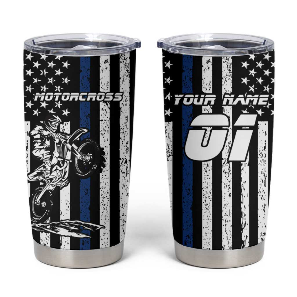 Personalized Motocross Rider Tumbler Cup with Splash Pattern and Dirt Bike Jump Illustration - Wonder Print Shop