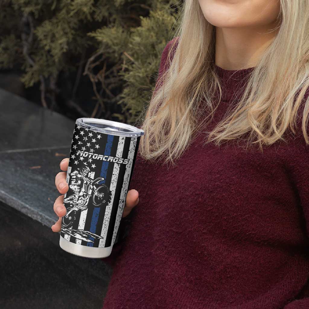 Personalized Motocross Rider Tumbler Cup with Splash Pattern and Dirt Bike Jump Illustration - Wonder Print Shop