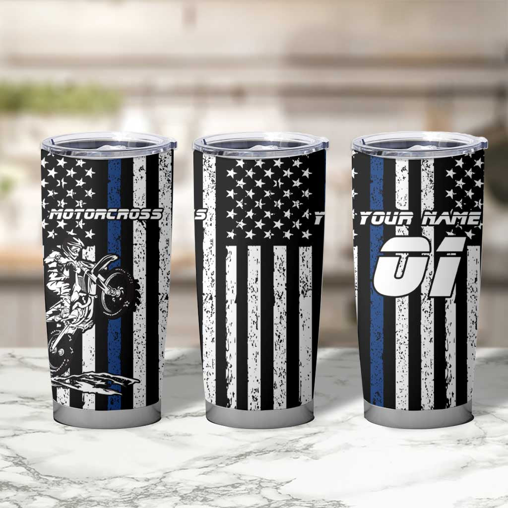 Personalized Motocross Rider Tumbler Cup with Splash Pattern and Dirt Bike Jump Illustration - Wonder Print Shop