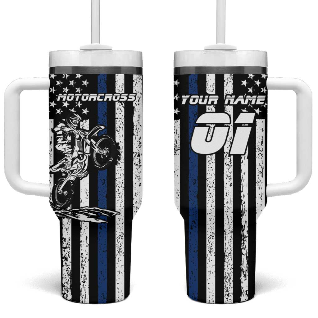 Personalized Motocross Rider Tumbler With Handle with Splash Pattern and Dirt Bike Jump Illustration - Wonder Print Shop