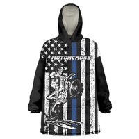 Personalized Motocross Rider Wearable Blanket Hoodie with Splash Pattern and Dirt Bike Jump Illustration - Wonder Print Shop