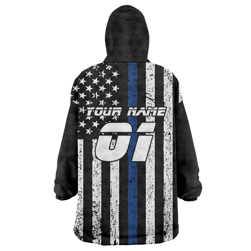 Personalized Motocross Rider Wearable Blanket Hoodie with Splash Pattern and Dirt Bike Jump Illustration - Wonder Print Shop