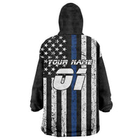 Personalized Motocross Rider Wearable Blanket Hoodie with Splash Pattern and Dirt Bike Jump Illustration - Wonder Print Shop