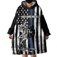 Personalized Motocross Rider Wearable Blanket Hoodie with Splash Pattern and Dirt Bike Jump Illustration - Wonder Print Shop