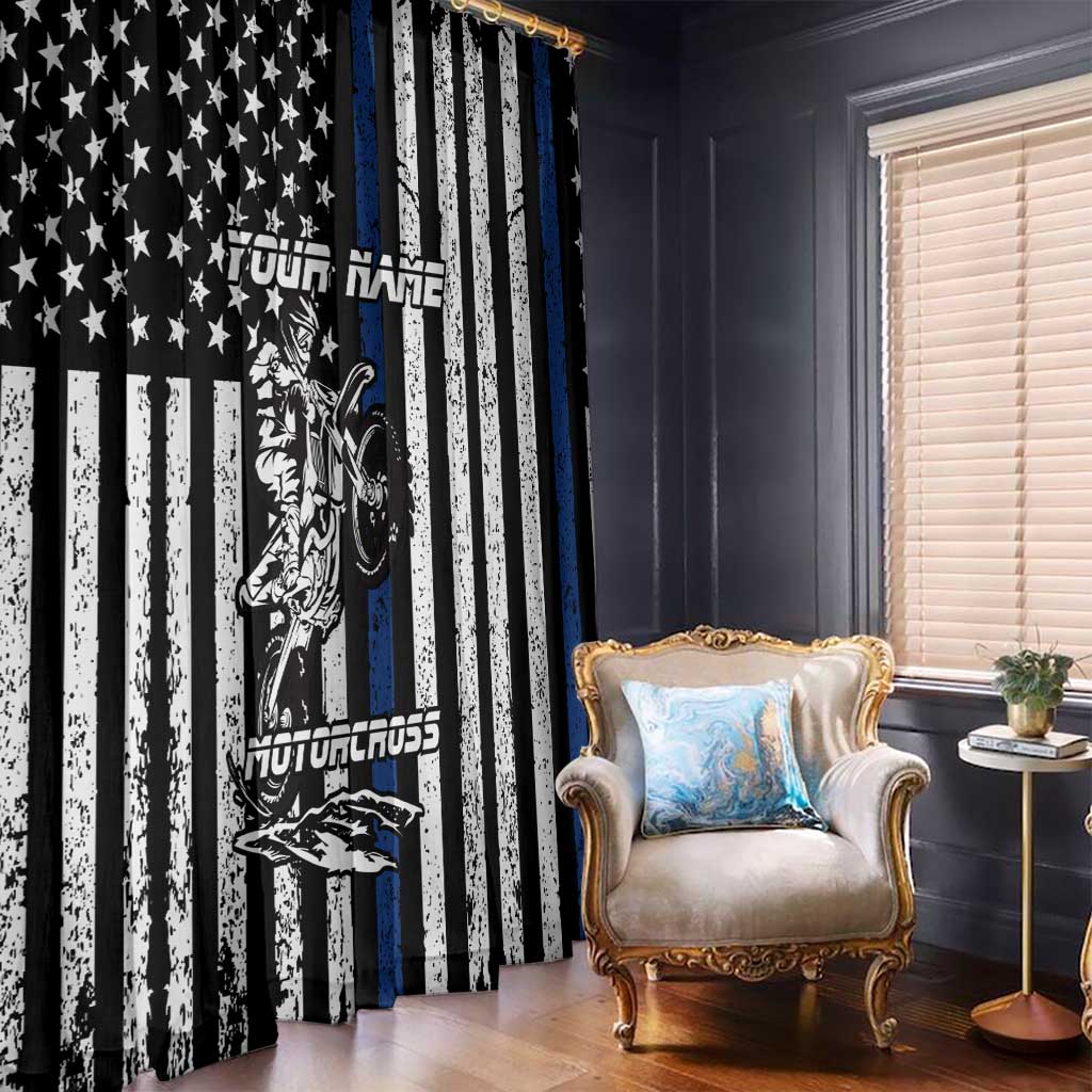 Personalized Motocross Rider Window Curtain with Splash Pattern and Dirt Bike Jump Illustration - Wonder Print Shop