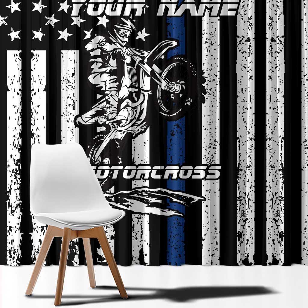 Personalized Motocross Rider Window Curtain with Splash Pattern and Dirt Bike Jump Illustration - Wonder Print Shop