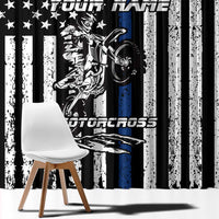 Personalized Motocross Rider Window Curtain with Splash Pattern and Dirt Bike Jump Illustration - Wonder Print Shop