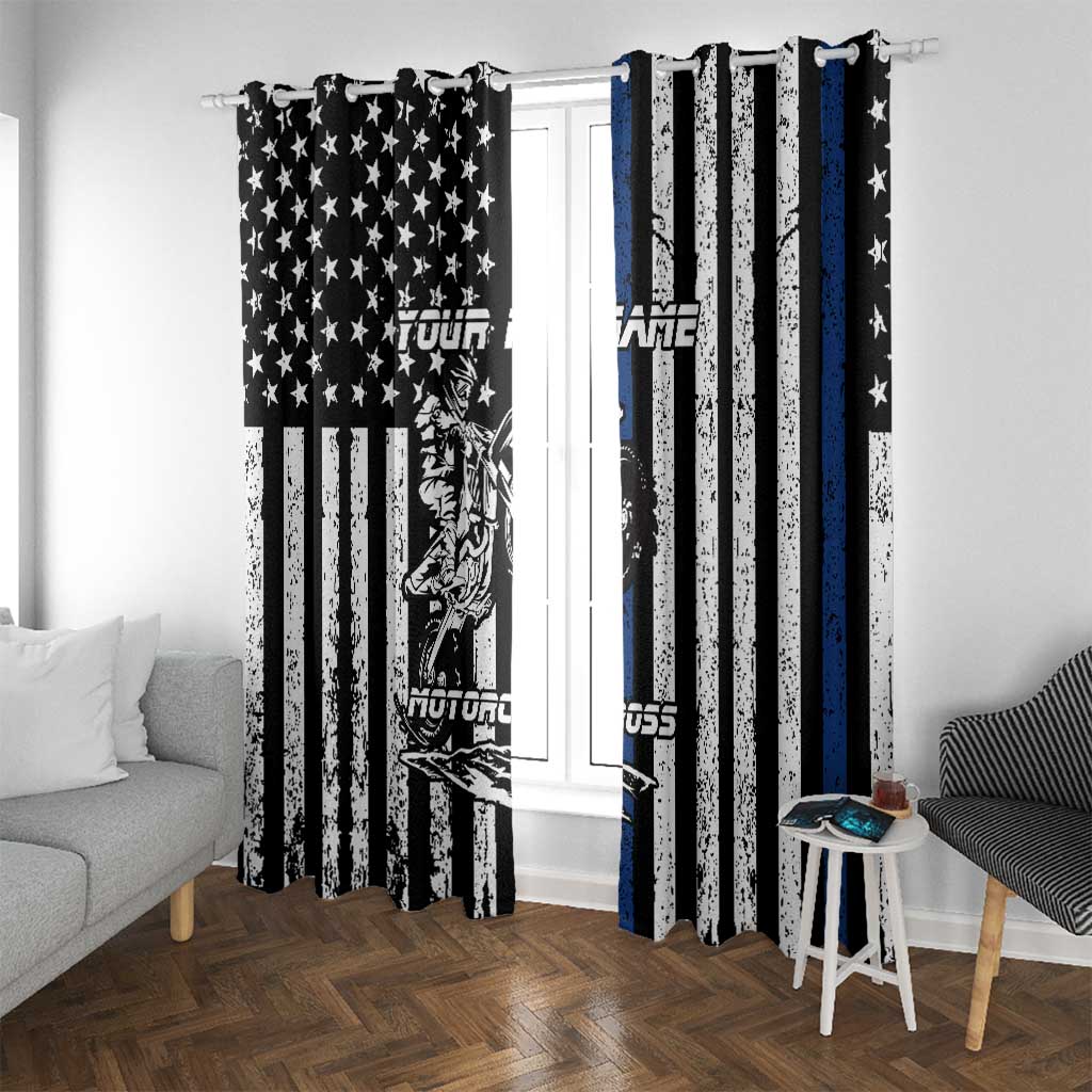 Personalized Motocross Rider Window Curtain with Splash Pattern and Dirt Bike Jump Illustration - Wonder Print Shop