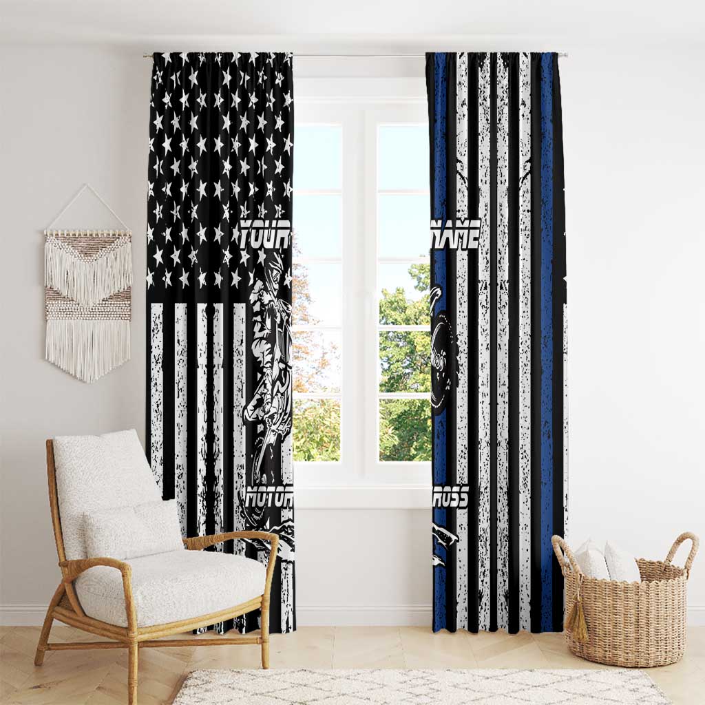 Personalized Motocross Rider Window Curtain with Splash Pattern and Dirt Bike Jump Illustration - Wonder Print Shop