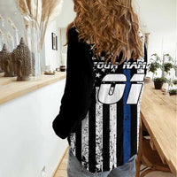 Personalized Motocross Rider Women Casual Shirt with Splash Pattern and Dirt Bike Jump Illustration - Wonder Print Shop