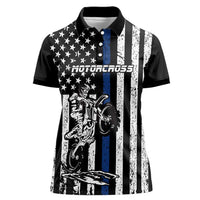 Personalized Motocross Rider Women Polo Shirt with Splash Pattern and Dirt Bike Jump Illustration - Wonder Print Shop