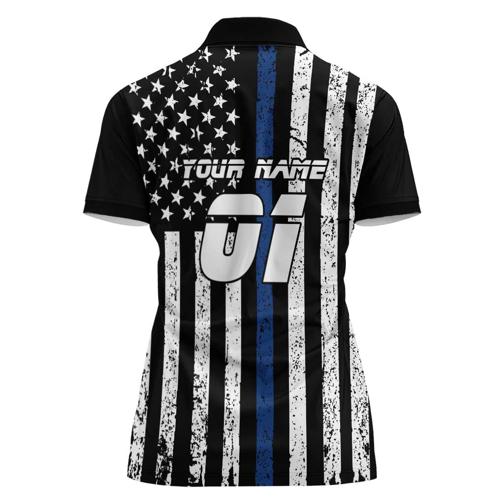 Personalized Motocross Rider Women Polo Shirt with Splash Pattern and Dirt Bike Jump Illustration - Wonder Print Shop