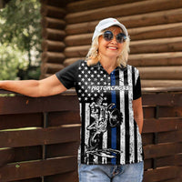 Personalized Motocross Rider Women Polo Shirt with Splash Pattern and Dirt Bike Jump Illustration - Wonder Print Shop