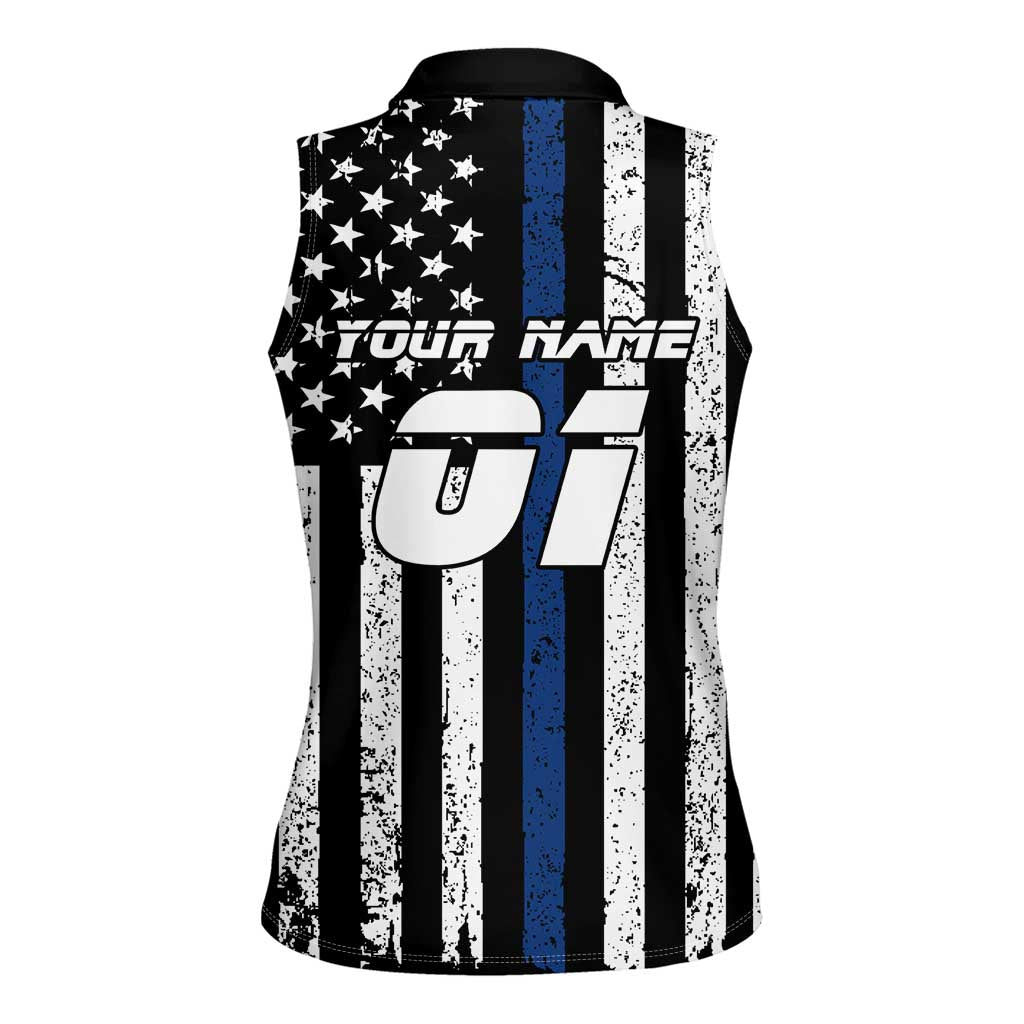 Personalized Motocross Rider Women Sleeveless Polo Shirt with Splash Pattern and Dirt Bike Jump Illustration - Wonder Print Shop