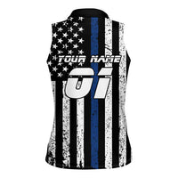 Personalized Motocross Rider Women Sleeveless Polo Shirt with Splash Pattern and Dirt Bike Jump Illustration - Wonder Print Shop