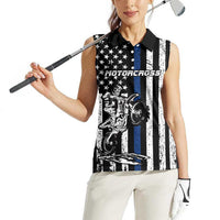 Personalized Motocross Rider Women Sleeveless Polo Shirt with Splash Pattern and Dirt Bike Jump Illustration - Wonder Print Shop