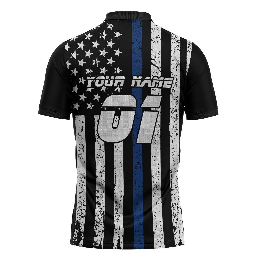 Personalized Motocross Rider Zipper Polo Shirt with Splash Pattern and Dirt Bike Jump Illustration - Wonder Print Shop