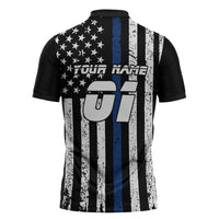 Personalized Motocross Rider Zipper Polo Shirt with Splash Pattern and Dirt Bike Jump Illustration - Wonder Print Shop
