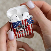 Personalized Motocross Rider AirPods Case with American Flag and Thin Blue Line Pattern - Wonder Print Shop