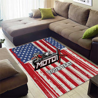 Personalized Motocross Rider Area Rug with American Flag and Thin Blue Line Pattern - Wonder Print Shop