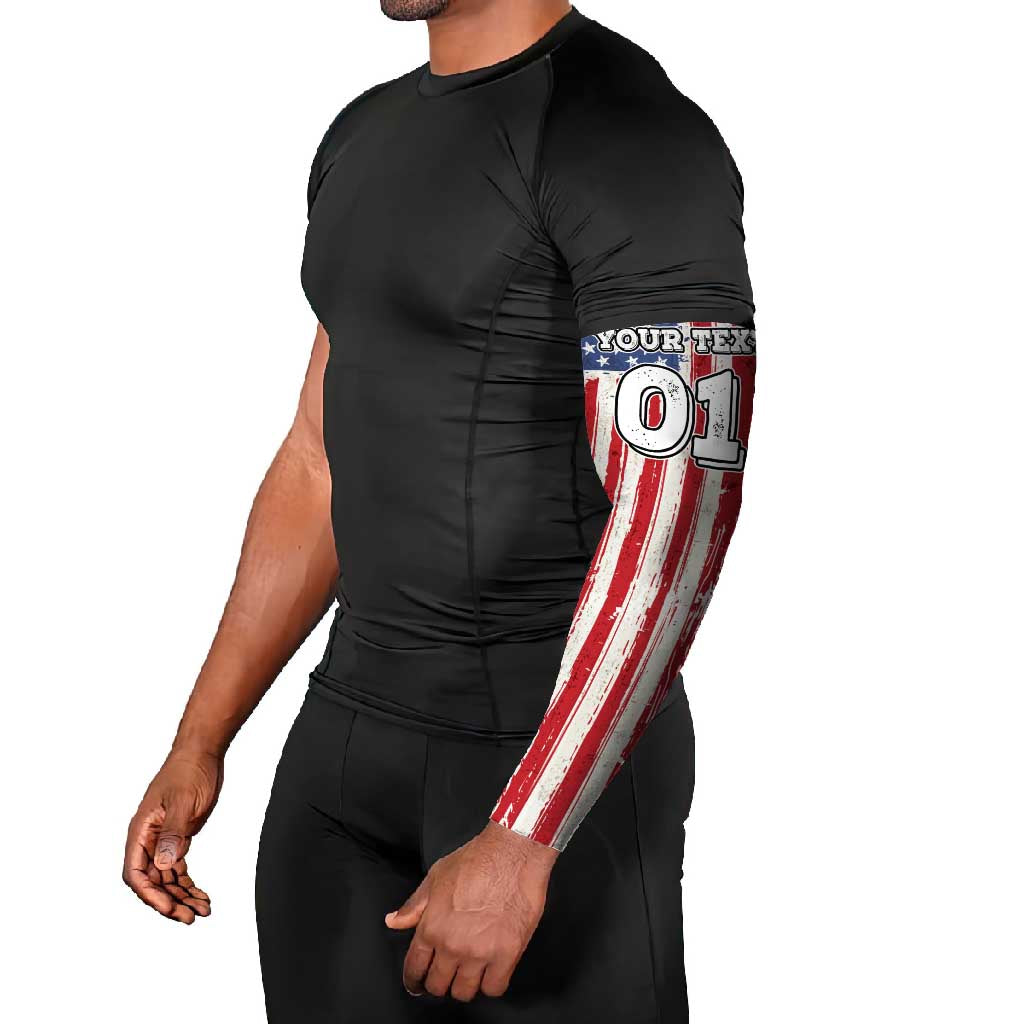 Personalized Motocross Rider Arm Sleeves with American Flag and Thin Blue Line Pattern - Wonder Print Shop