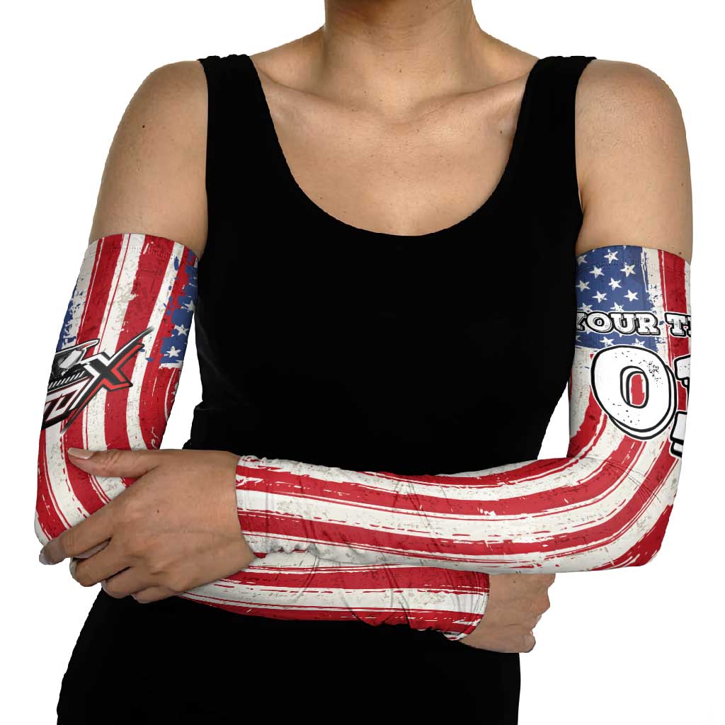 Personalized Motocross Rider Arm Sleeves with American Flag and Thin Blue Line Pattern - Wonder Print Shop