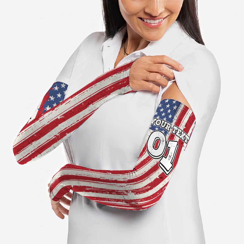 Personalized Motocross Rider Arm Sleeves with American Flag and Thin Blue Line Pattern - Wonder Print Shop