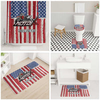 Personalized Motocross Rider Bathroom Set with American Flag and Thin Blue Line Pattern - Wonder Print Shop