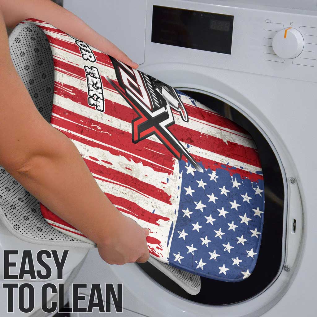 Personalized Motocross Rider Bathroom Set with American Flag and Thin Blue Line Pattern - Wonder Print Shop