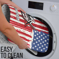 Personalized Motocross Rider Bathroom Set with American Flag and Thin Blue Line Pattern - Wonder Print Shop