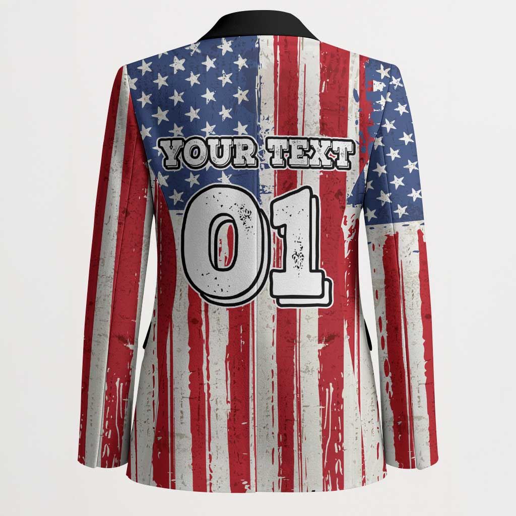 Personalized Motocross Rider Blazer with American Flag and Thin Blue Line Pattern - Wonder Print Shop