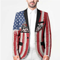 Personalized Motocross Rider Blazer with American Flag and Thin Blue Line Pattern - Wonder Print Shop