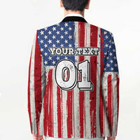 Personalized Motocross Rider Blazer with American Flag and Thin Blue Line Pattern - Wonder Print Shop