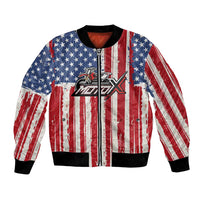 Personalized Motocross Rider Bomber Jacket with American Flag and Thin Blue Line Pattern - Wonder Print Shop
