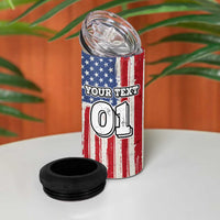 Personalized Motocross Rider 4 in 1 Can Cooler Tumbler with American Flag and Thin Blue Line Pattern - Wonder Print Shop
