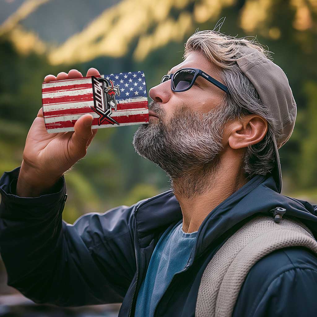 Personalized Motocross Rider 4 in 1 Can Cooler Tumbler with American Flag and Thin Blue Line Pattern - Wonder Print Shop