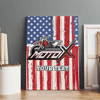 Personalized Motocross Rider Canvas Wall Art with American Flag and Thin Blue Line Pattern - Wonder Print Shop
