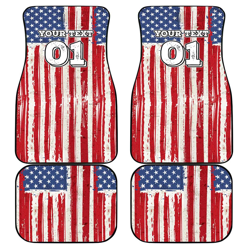 Personalized Motocross Rider Car Mats with American Flag and Thin Blue Line Pattern - Wonder Print Shop