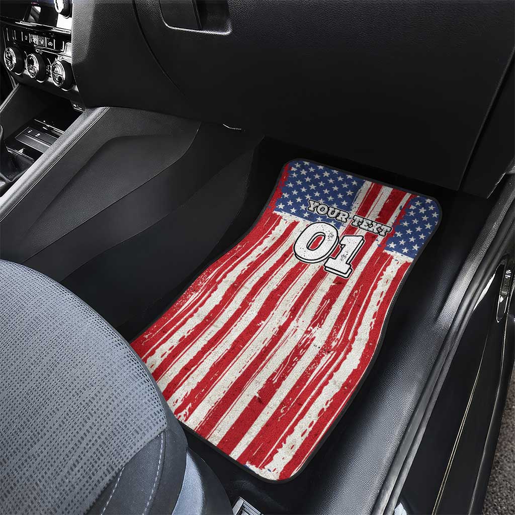 Personalized Motocross Rider Car Mats with American Flag and Thin Blue Line Pattern - Wonder Print Shop