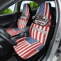 Personalized Motocross Rider Car Seat Cover with American Flag and Thin Blue Line Pattern - Wonder Print Shop