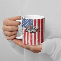 Personalized Motocross Rider Ceramic Mug with American Flag and Thin Blue Line Pattern - Wonder Print Shop